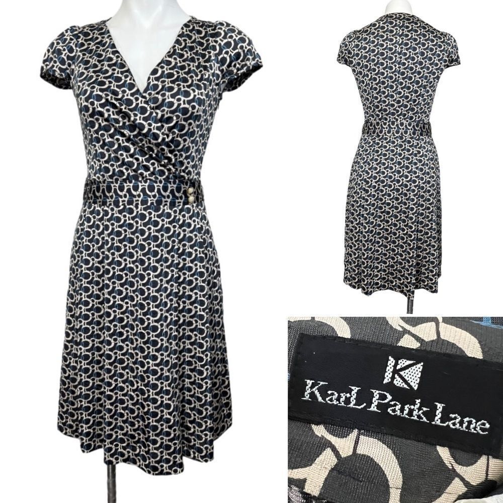Karl Park Lane women’s size S/M (4-6) cap sleeve faux‎ wrap dress